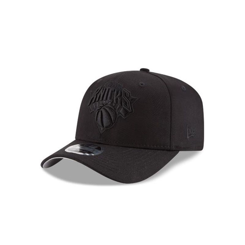 NBA New York Knicks Black On Black Stretch Snap 9Fifty Snapback (PEF0415) - Black New Era Caps